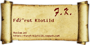Fürst Klotild névjegykártya